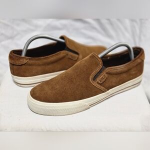 Polo Ralph Lauren Vaughn II Mens Slip-On Suede Sneakers Brown Sz 8.5